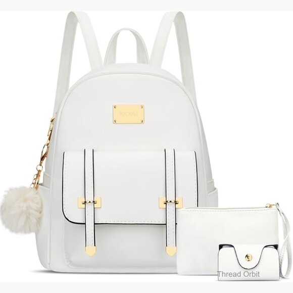 Vegan Leather Mini Backpack Set with Wristlet Wallet and Card Wallet main image 7